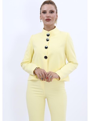 Önder Özsoy Boydan Düğmeli Mini Ceket-Sarı - 1010100