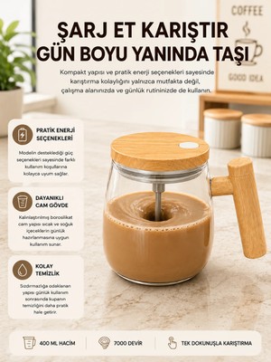 Laraheiser USB Şarjlı Akıllı Karıştırıcı Kupa  Ip6 Su Sızdırmaz Yeni Nesil