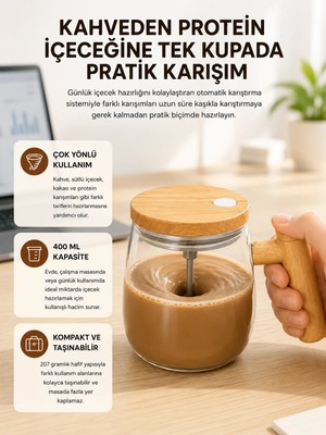 Laraheiser Ip6 Su Sızdırmaz Şarjlı Kupa 3D Karıştırma, 400 ml Yeni Nesil