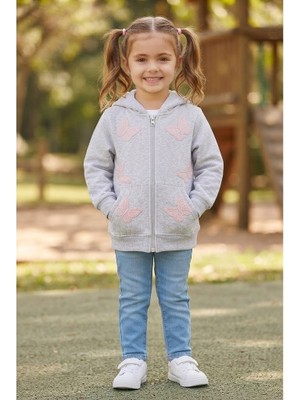 Erca Home Tekstil Ürünleri %100 Pamuklu Kız Çocuk Polar Sweat Kapüşonlu Hırka 3Y,12Y Kız Hırka