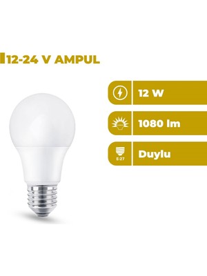 Zeyrise 12V 12W LED Ampul 6500K Beyaz Işık