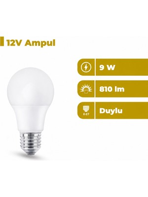 Zeyrise 12V 9W LED Ampul 6500K Beyaz Işık