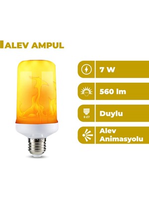 Zeyrise 7W E-27 Duylu Alev Efektli LED Ampul