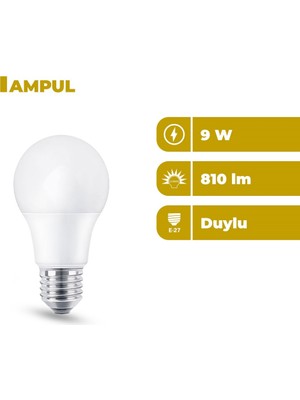 Zeyrise 9W LED Ampul 6500K Beyaz Işık