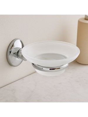 Uravas Store Banyo Katı Sabunluk - Plastik, Krom Metal Tutacaklı