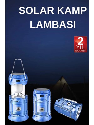 Belle Fusion Mey Ithalat® Solar Şarjlı Kamp Lambası Güneş Enerjili Kızaklı Kamp Feneri Çadır Feneri LED Işıldak