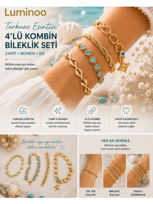Luminoo Turkuaz Esintisi 4'lü Kadın Bileklik Seti | Kombin Takı