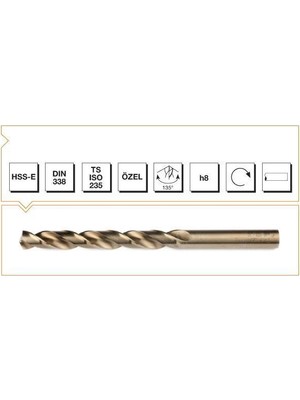 Belle Fusion Mey Ithalat® Makina Takım Hss-E Altın Seri Inox Delme Matkap Ucu 6 mm