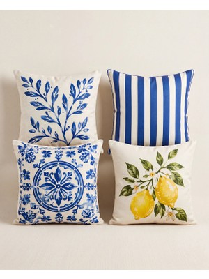 Cicim Home Akdeniz Esintisi Kırlent Kılıfı Dijital Baskılı 4’lü Kombin 43×43 cm  - Çift Taraf Baskılı