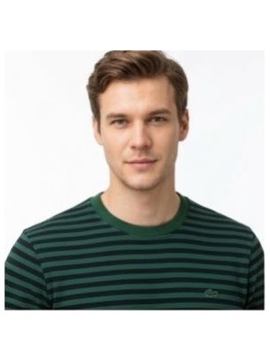 Lacoste Bisiklet Yaka Nefti Regular Fit Çizgili