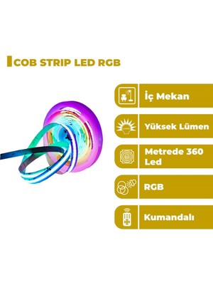 Zeyrise 5 Metre Cob Iç Mekan Şerit LED Rgb
