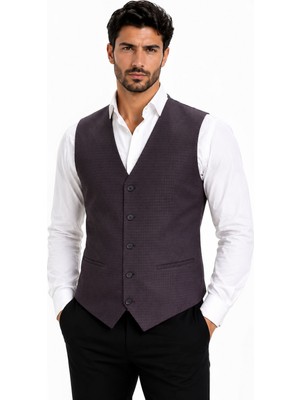 Mentor Regalo Erkek Yelek V Yaka Bordo Desenli 50301