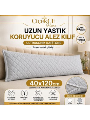 ÇİÇEKCE HOME Uzun Yastık Kılıfı - Alezi Kapitone Koruyucu Kılıf 40 X120 cm 1 Adet