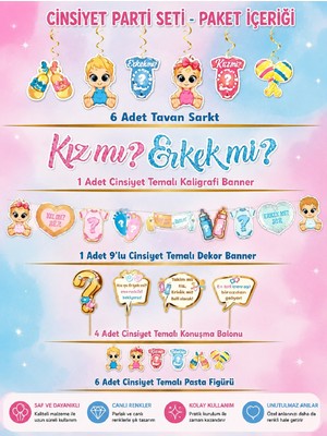 Bkmc Cinsiyet Partisi Seti Kız Mı Erkek Mi? | Gender Reveal Parti Süsleme Seti | Baby Shower Dekorasyon