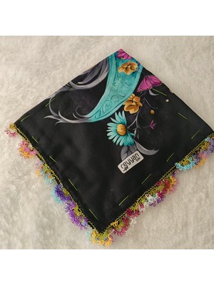 Hoaryage Reyhan El Emeği Iğne Oyası Yazma , Fular ,yemeni, Mevlit Örtüsü , Baş Örtüsü 4 Kenarı Oyalı %100 Pamuk 100*100CM