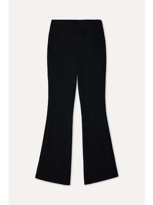 Mudo Kadın Siyah Flare Fit Örme Pantolon