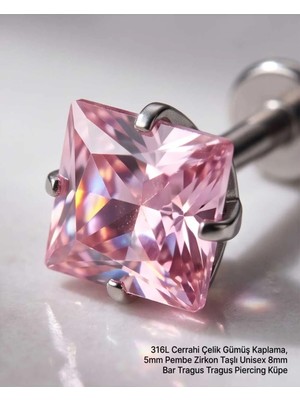 Begonia Accessories 316L Cerrahi Çelik Gümüş Kaplama Kararmaz Alerji Yapmaz Zirkon Taş Figür Unisex Tragus Helix Küpe PIERCING-238-14
