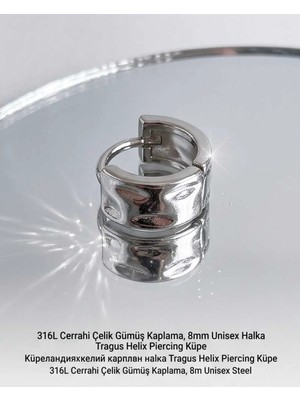 Begonia Accessories 316L Cerrahi Çelik Gümüş Kaplama Kararmaz Alerji Yapmaz Zirkon Taş Figür Unisex Tragus Helix Küpe PIERCING-238-7