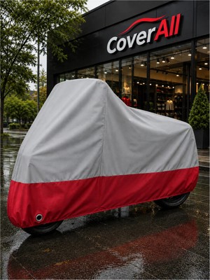 Coverall Vespa Sprint 125 (Gri-Kırmızı Parç.)Motosiklet Brandası,su Geçirmez (Çantasız Motor)