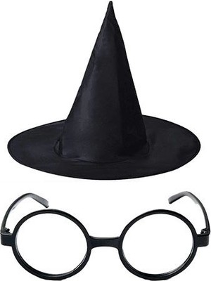Adalı Store Harry Potter Büyücü Şapkası ve Harry Potter Büyücü Gözlüğü Siyah Renk