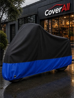 Coverall Vespa Sprint 150 (Siyah- Mavi Parç.)Motosiklet Brandası,su Geçirmez (Çantalı Motor)