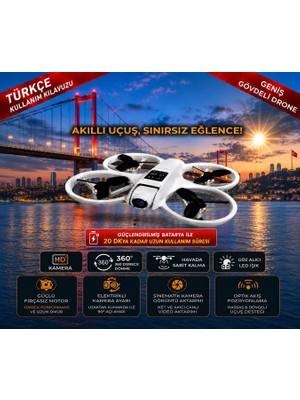 Rose Teknoloji Kamera ve Ledli 360 Dönebilen Güçlü Fırçasız Motor Çift Bataryalı Ve Uzun Kullanım Ömürlü Optik Akış Sabitlemeli ve Başsız Modlu Drone ( Laptop Ve Tablet Standı Hediyeli )