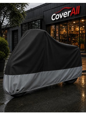 Coverall Vespa Sprint 150 (Siyah- Gri Parç.)Motosiklet Brandası,su Geçirmez (Çantasız Motor)