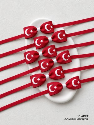 Bayrak Desenli Çocuk Papyon 10 Adet