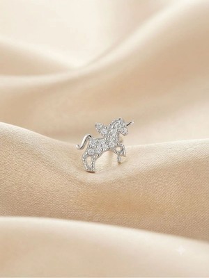 Unicorn - Zirkon Taşlı Tragus Helix Lobe Conch Rook Cerrahi Çelik Piercing Arkası Toplu