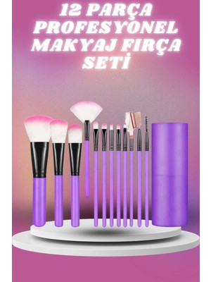 12 Parça Profesyonel Makyaj Seti Yumuşak Kıllı Yüz ve Göz Makyajına Uygun
