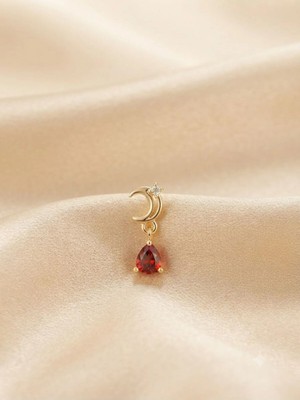 Moon Love - Zirkon Taşlı Tragus Helix Lobe Conch Rook Cerrahi Çelik Piercing Arkası Toplu