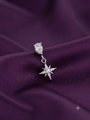 Polaris - Zirkon Taşlı Tragus Helix Lobe Conch Rook Cerrahi Çelik Piercing