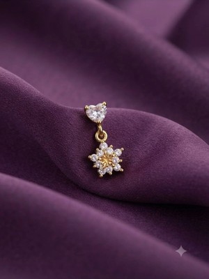 Golden Bloom - Zirkon Taşlı Halka Tragus Helix Lobe Conch Rook Cerrahi Çelik Piercing