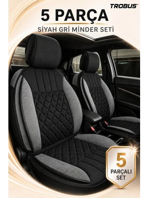 Trobus Renault Megane Iv 2016 Sonrası Uyumlu Zerafet 5 Parça Ortopedik Oto Koltuk Minderi Siyah - Gri