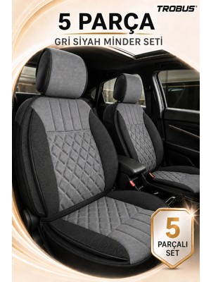 Trobus Citroen C4 x 2022 ve Sonrası Uyumlu Zerafet 5 Parça Ortopedik Oto Koltuk Minderi Siyah - Gri