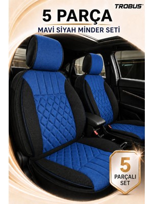 Trobus Skoda Superb 2008 ve Sonrası Uyumlu Zerafet 5 Parça Ortopedik Oto Koltuk Minderi Mavi - Siyah