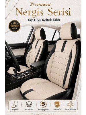 Trobus Mercedes C200 D Bluetec 2017 ve Sonrası Uyumlu Bej Siyah Nergis Serisi Ortopedik Tay Tüyü
