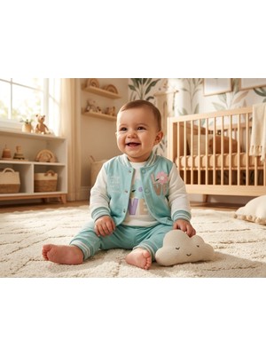Mini Pakel Love Nakışlı 3'lü Kız Bebek Takım 6-9 Ay 9-12 Ay 12-18 Ay Ay Kız Bebek Takım Çiçek Baskılı Yenidoğan Bebek Takım