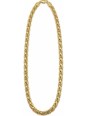 Stelle Jewelry 45 cm 14 Ayar Altın Renk Paslanmaz Çelik Kral Zincir Kolye – Unisex Kalın Zincir Kolye | Kararmaz Çelik Kolye