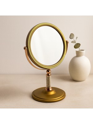 Bezos Makyaj Aynası 17.5 cm Çift Taraflı Bronz-Gümüş