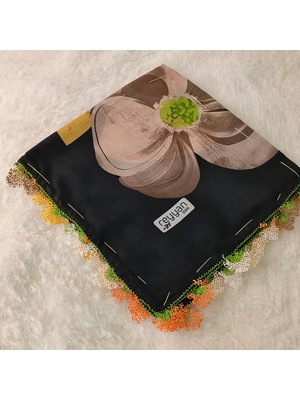 Hoaryage Reyhan El Emeği Iğne Oyası Yazma , Fular ,yemeni, Mevlit Örtüsü , Baş Örtüsü 4 Kenarı Oyalı %100 Pamuk 100*100CM