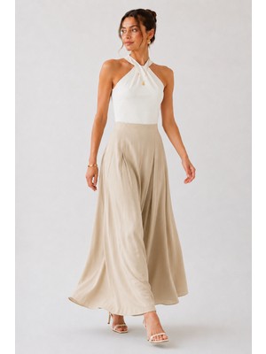 Dream Style Kadın Tencel Beli Lastikli Çift Cepli Etek Görünümlü Pantolon