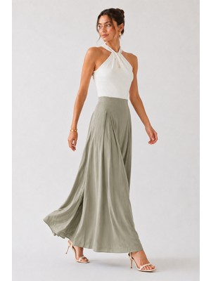 Dream Style Kadın Tencel Beli Lastikli Çift Cepli Etek Görünümlü Pantolon