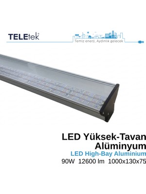 Teletek 90W IP65 Alüminyum 100 cm Yüksek Tavan LED Aydınlatma Armatürü Sıva Üstü, Endüstriyel Ofis Depo