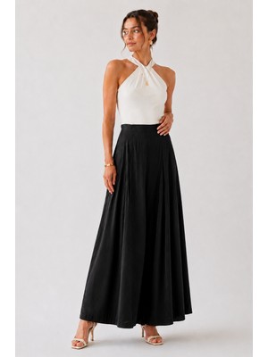 Dream Style Kadın Tencel Beli Lastikli Çift Cepli Etek Görünümlü Pantolon