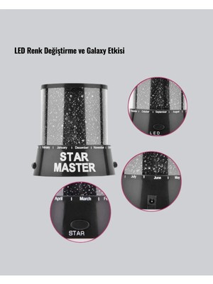 Küçük Hazine Galaxy Efektli LED Yıldız Projektör Renk Değiştirmeli Oda Aydınlatması