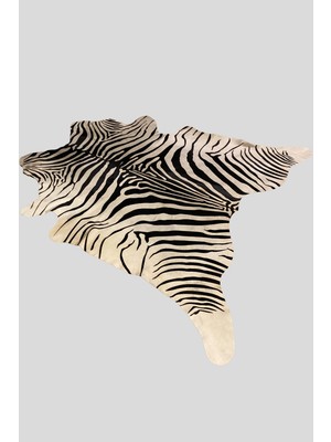 Nuance Atelier Home Doğal Dana Derisi Halı - Beyaz Zebra Baskı Desen - 200 x 215 cm