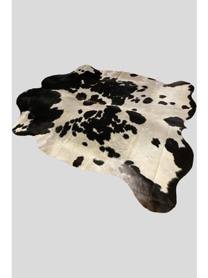 Nuance Atelier Home Doğal Dana Derisi Halı - Siyah Beyaz Doğal Desen - 200 x 225 cm
