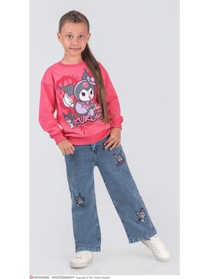 Lillypicca Kız Çocuk Krakter Desenli Sweatshirt - Jean Pantolon 2'li Takım - 2039
