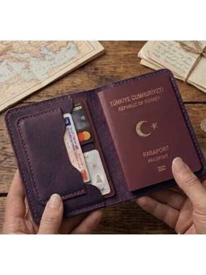 Parla Leather  Pasaport Cüzdan V3 Hakiki Gerçek Deri Pasaport Kılıfı Cüzdan Kartlık Kadın Erkek